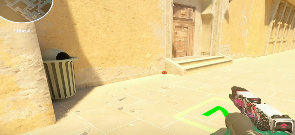 Slow VIP smoke lineup — T spawn corner aiming at seagull symbol on canvas