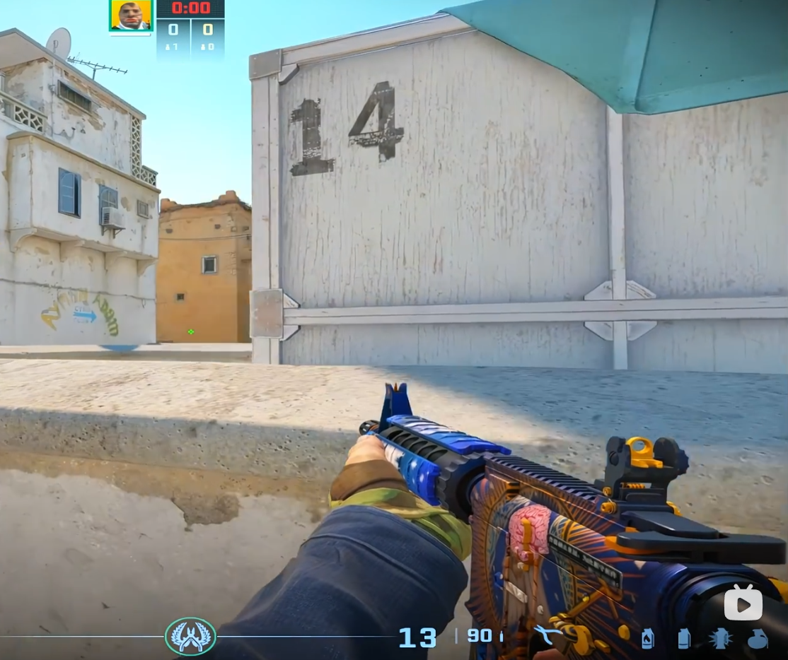 One box position holding A short with ADAD movement on Dust2