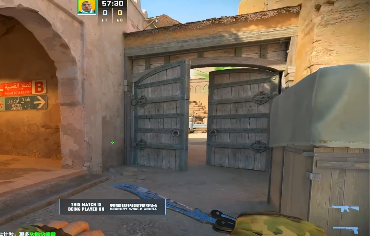 B site rotation path through mid to A short on Dust2