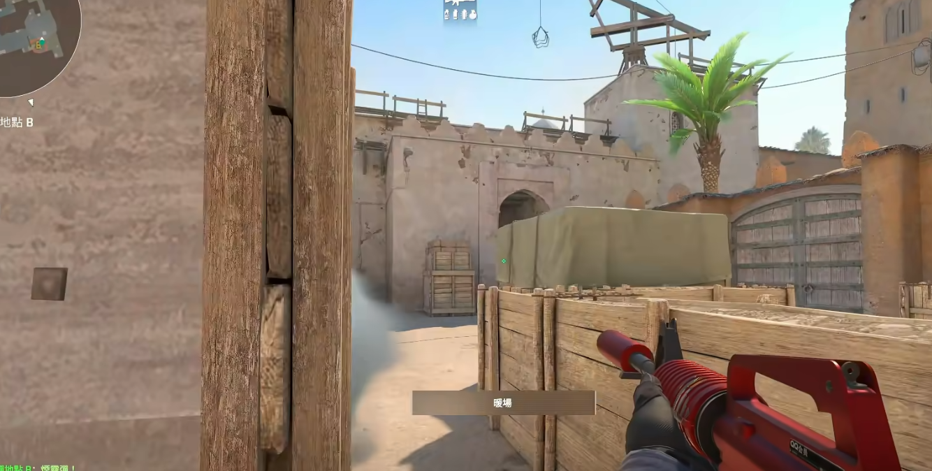 Looking through the wall crack toward B doors