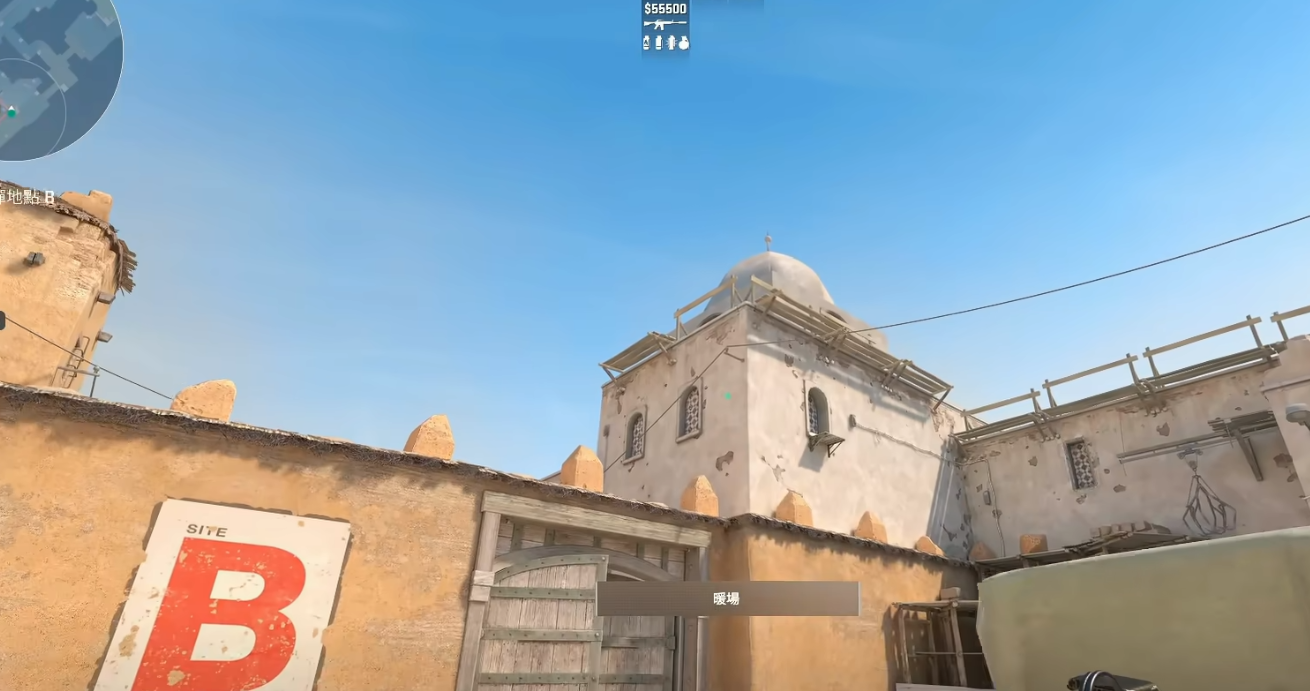 Throwing a flash over your teammate from scaffolding